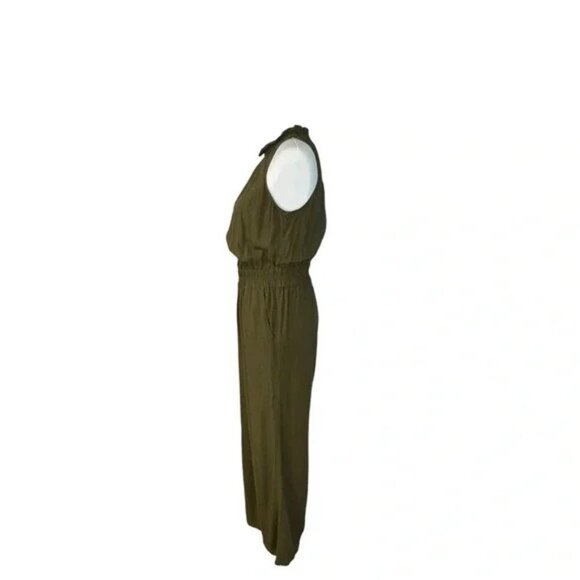 CHELSEA 28 - Sleveless Olive Green Wide Leg Crop Jumpsuit - Picture 4 of 6